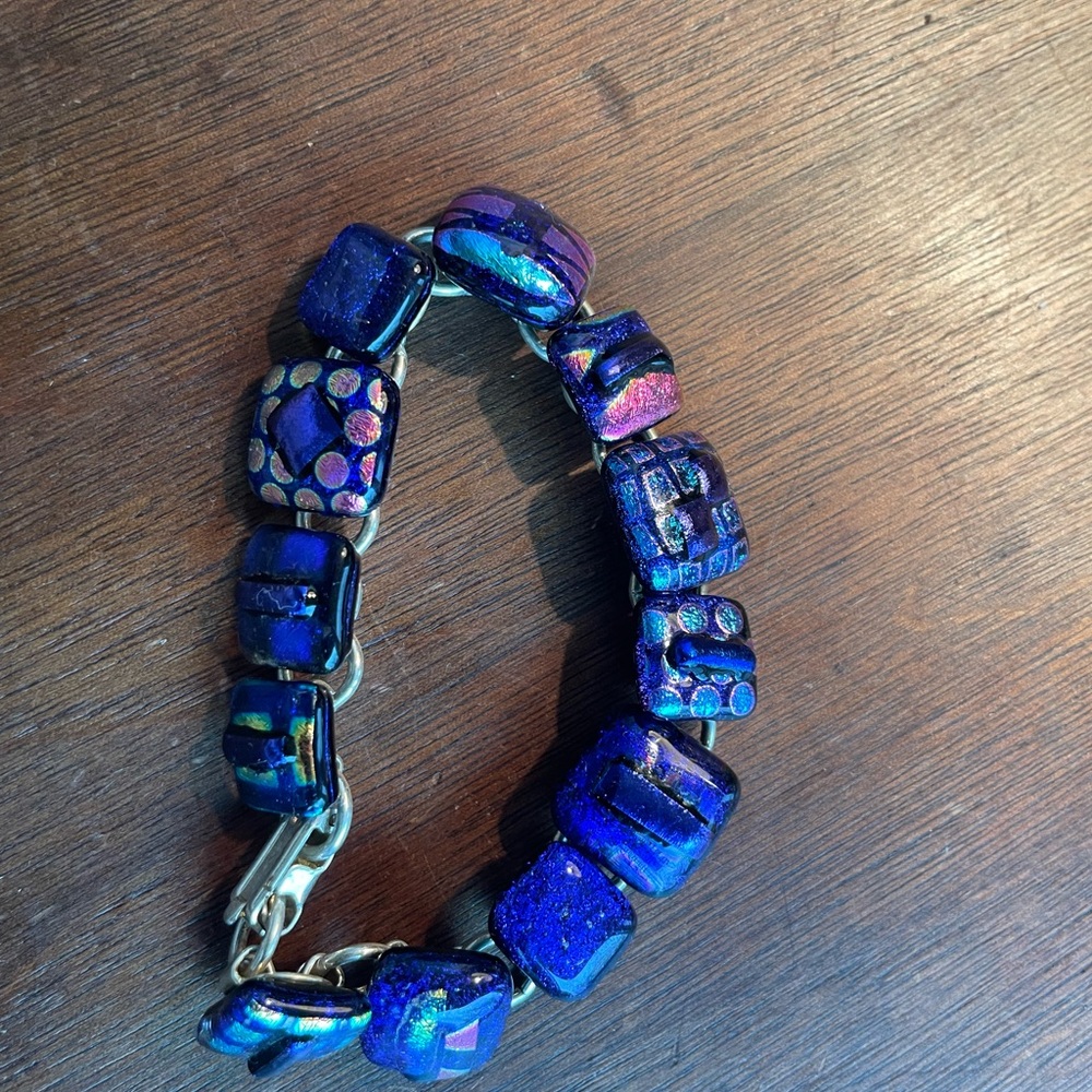 Handmade glass link  bracelet - Picture 3 of 4